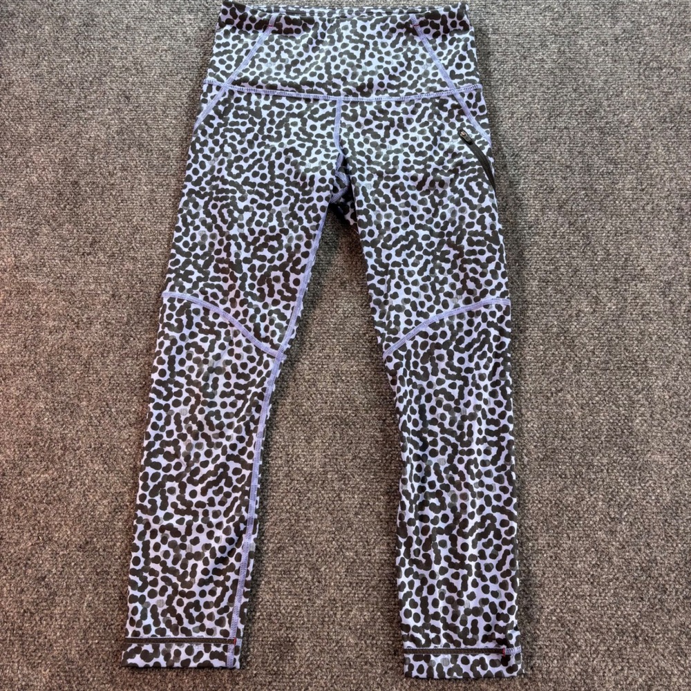 Lululemon Leggings Womens 4 Purple Black Cheetah Animal Print High Rise Crop